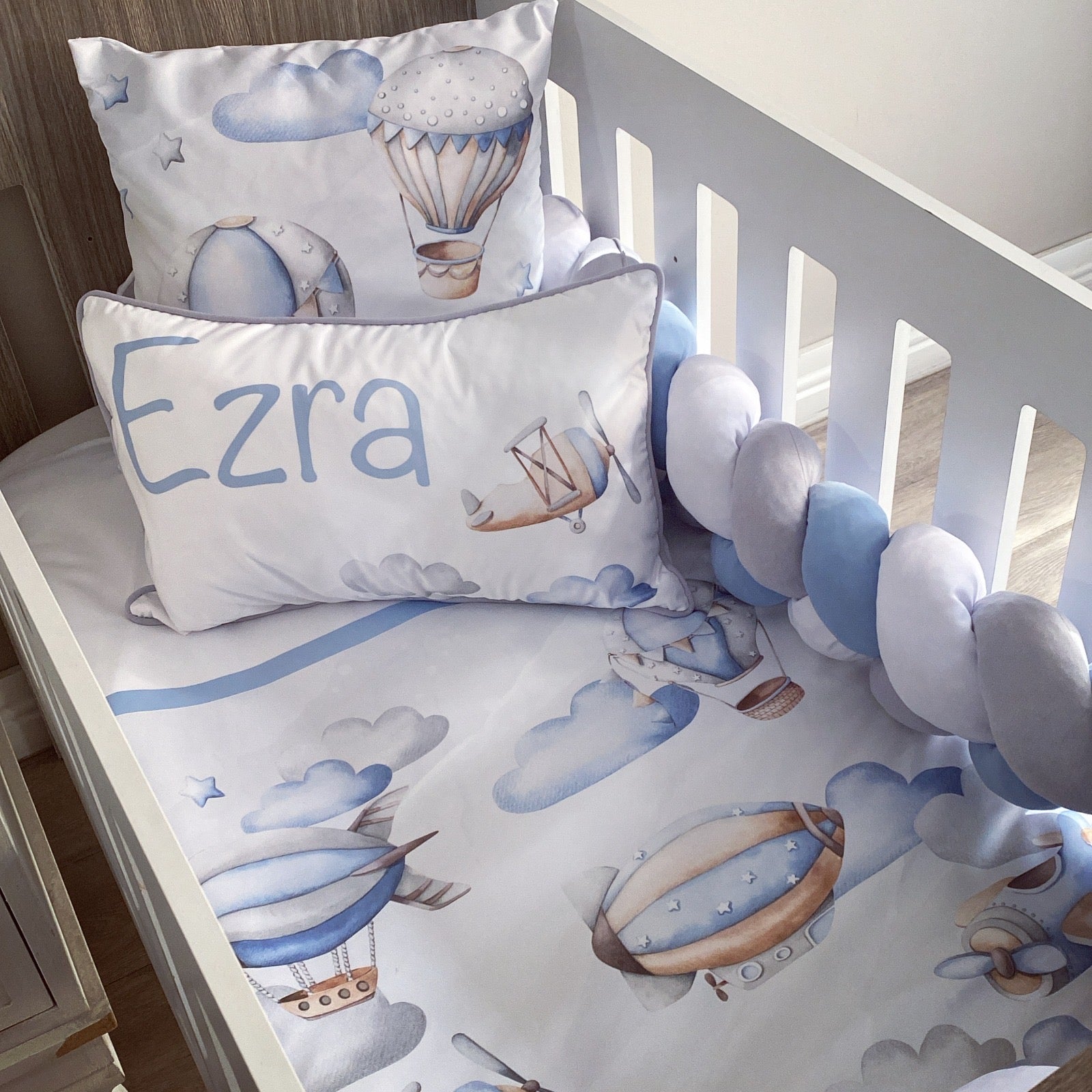 Cot Bedding - Blue Plane Set 02 baby boy nursery linen set South Africa