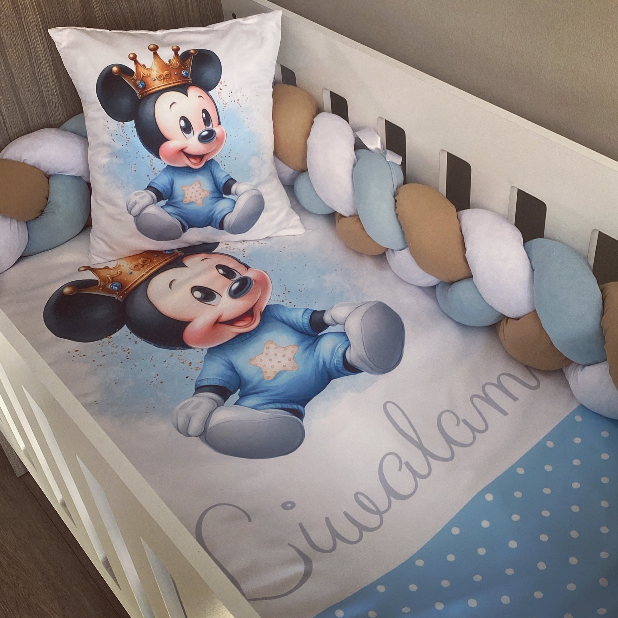 Cot Bedding - Blue Mickey Mouse Set 01 baby boy nursery linen set South Africa