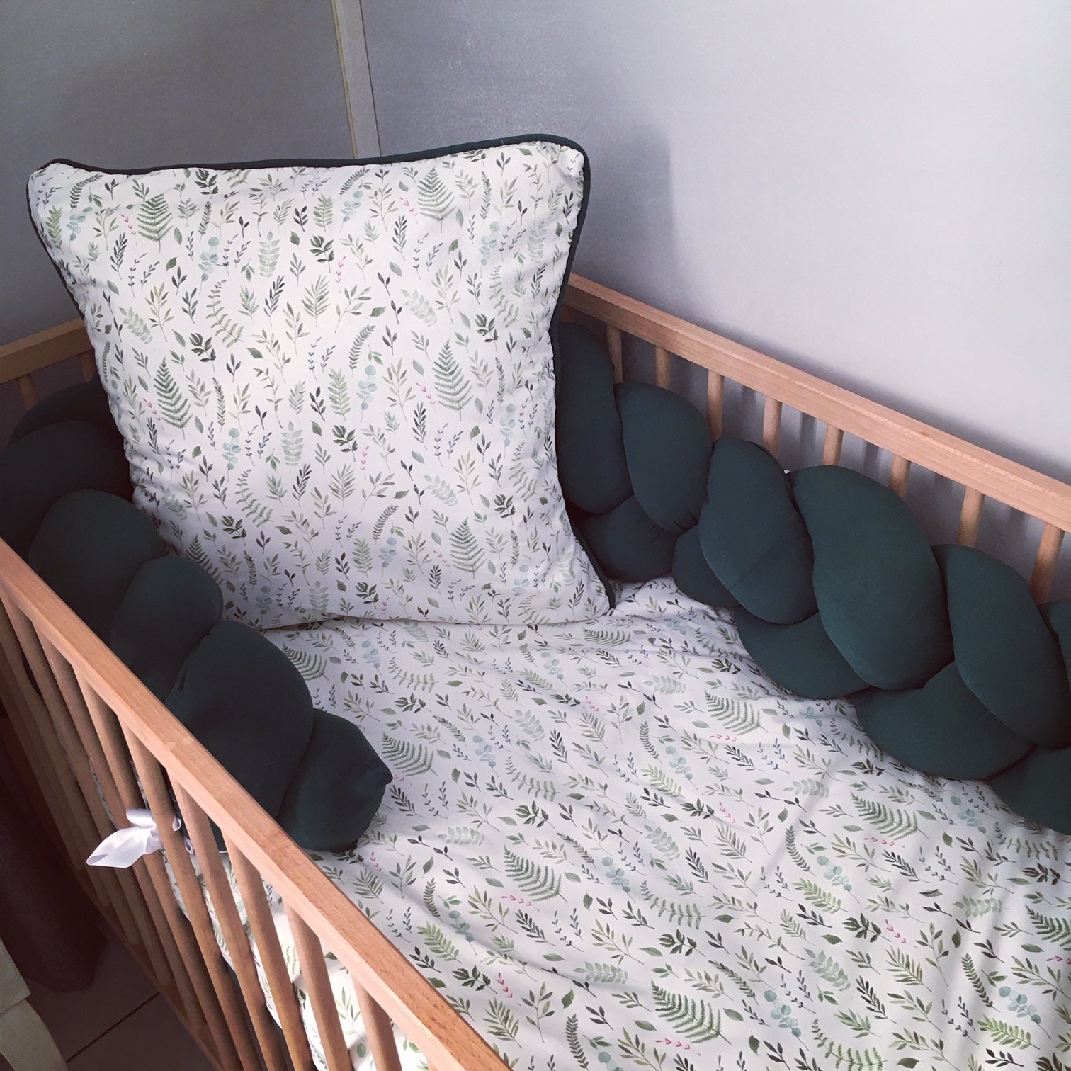 Cot Bedding - Emerald Green Leaf Set 04 baby neutral nursery linen set South Africa