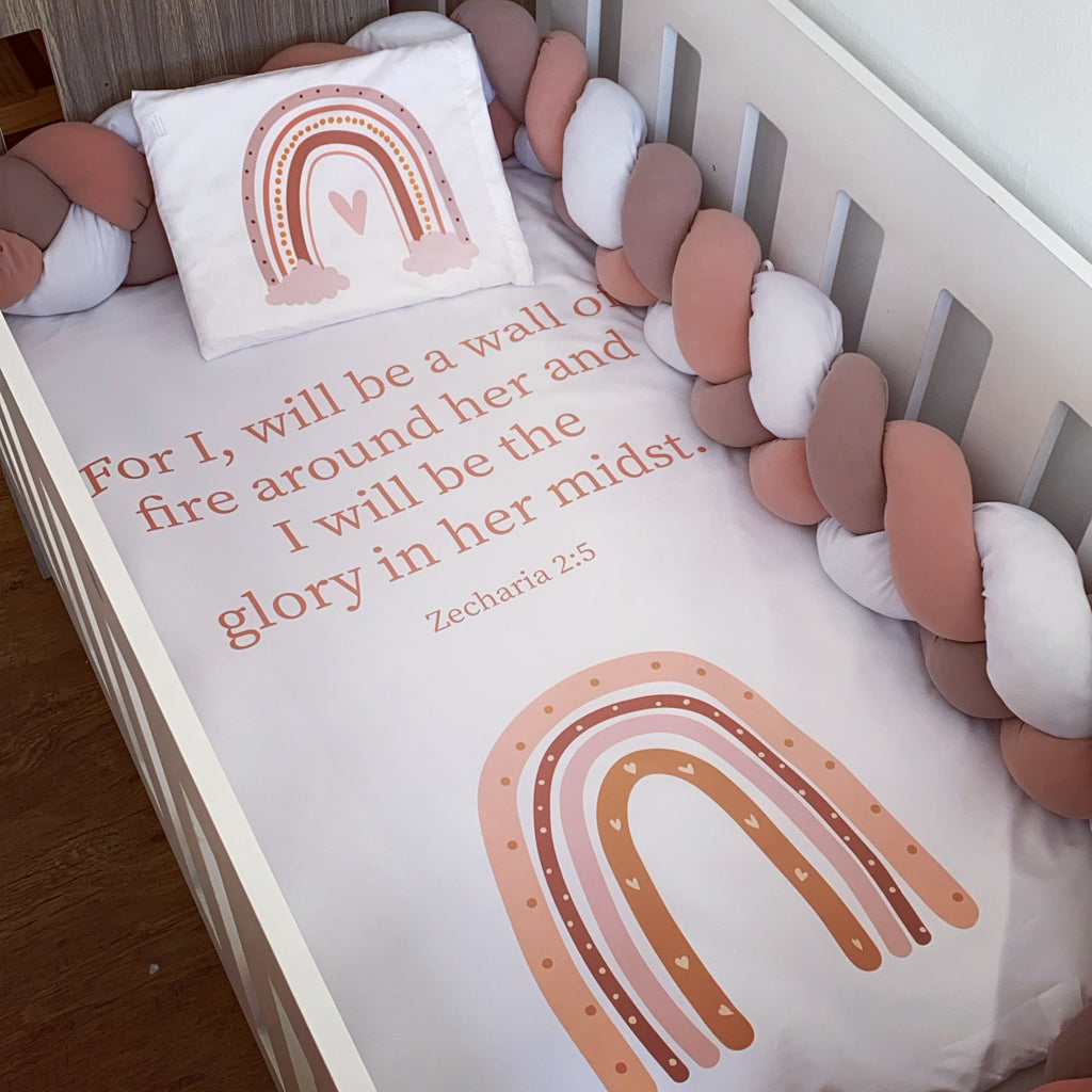 Cot Bedding - Pink Boho Rainbow Set 13
