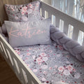 Cot Bedding - Grey Floral Set 01
