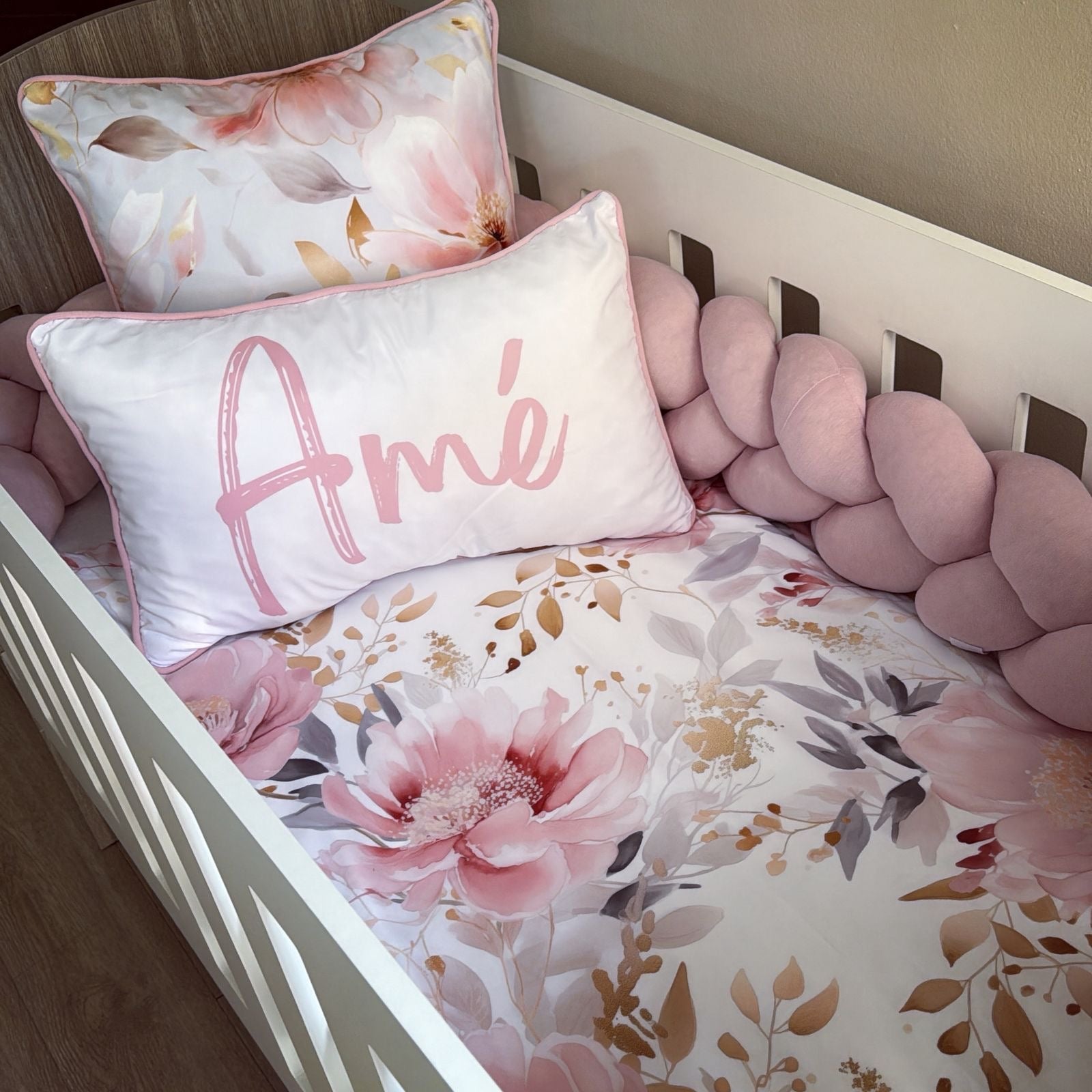 Cot Bedding - Pink Flower Set 11