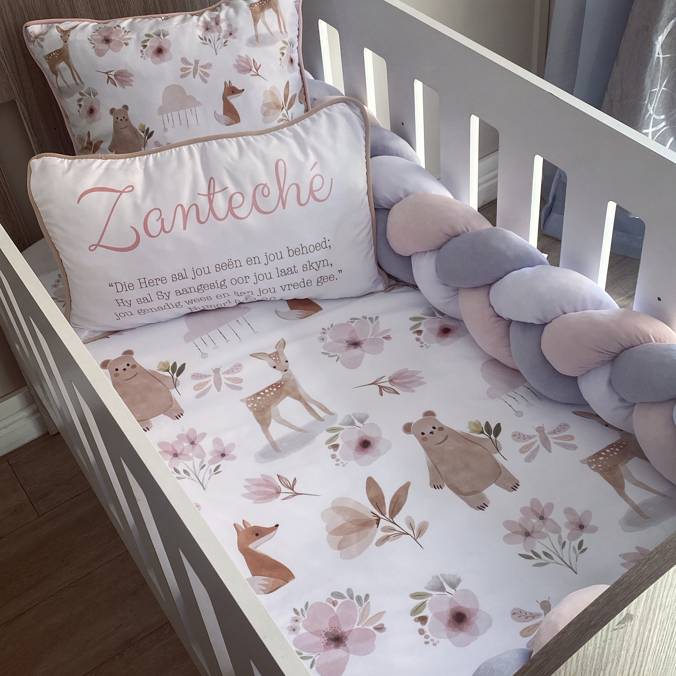 Cot Bedding - Pink Boho Set 01