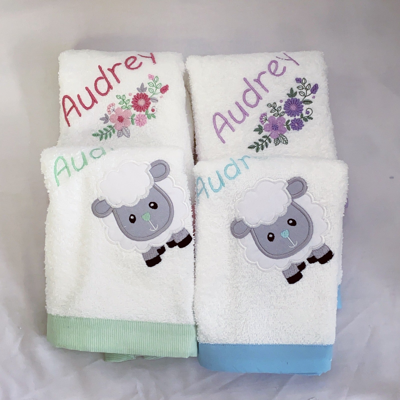 Burpcloths - Floral Sheep 01 baby burp cloths South Africa