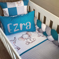 Cot Bedding - Blue Elephant Set 10 baby neutral nursery linen set South Africa
