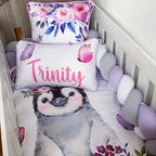 Cot Bedding - Lilac Flower Penguin Set 01