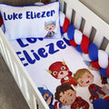 Cot Bedding - Blue Red Superhero Set 01 baby boy nursery linen set South Africa