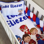 Cot Bedding - Blue Red Superhero Set 01 baby boy nursery linen set South Africa