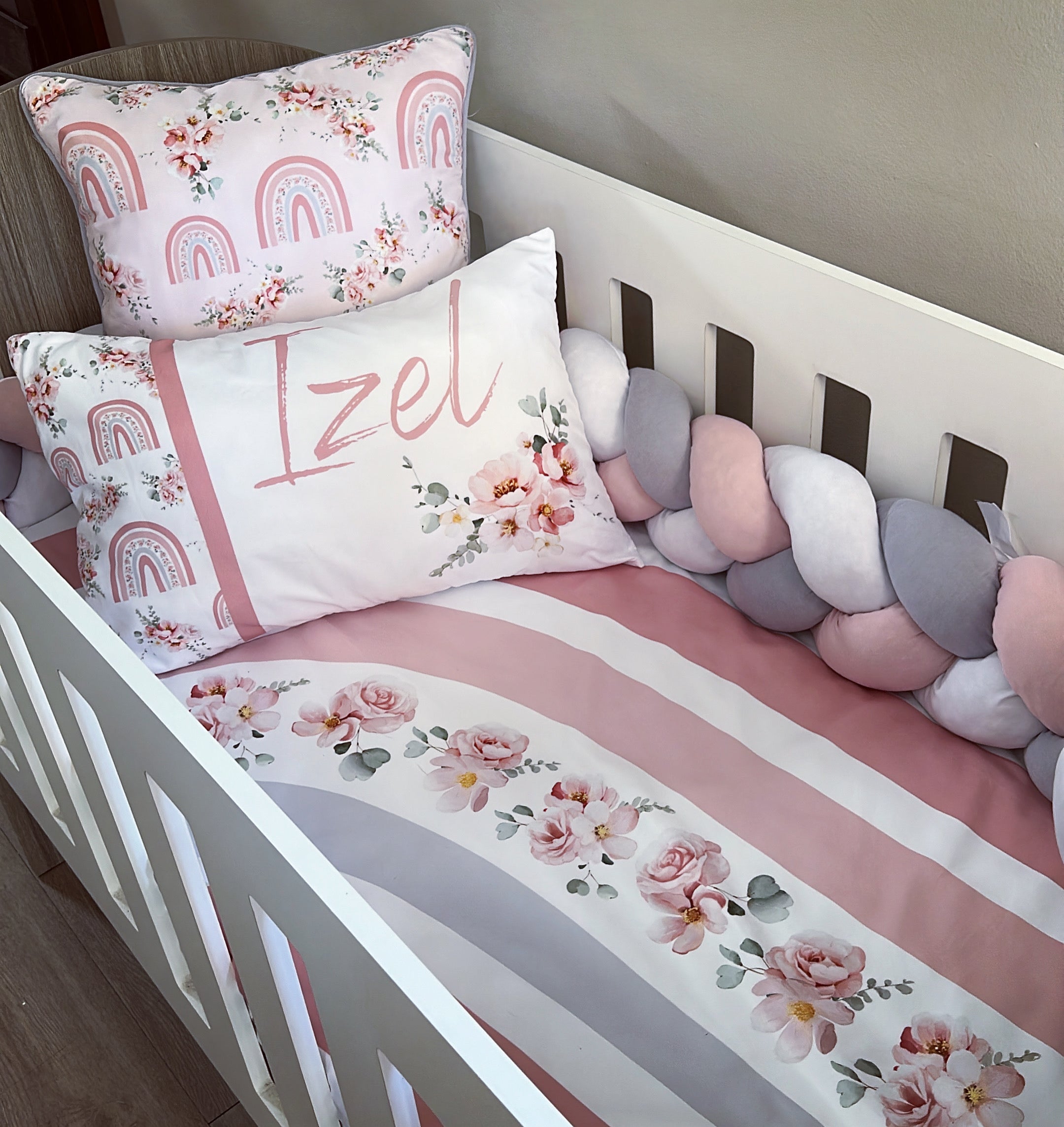 Cot Bedding - Pink Rainbow Set 04