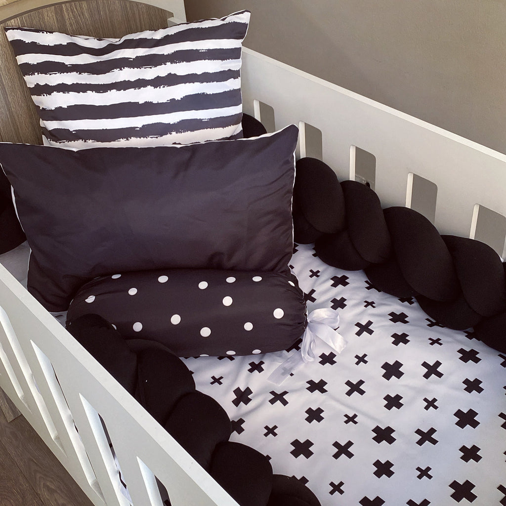 Cot Bedding - Black and White Set 01 baby neutral nursery linen set South Africa