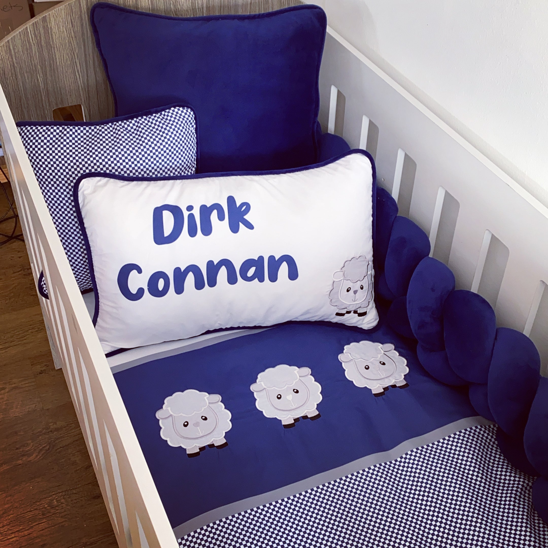 Cot Bedding - Navy Sheep Set 02 baby boy nursery linen set South Africa