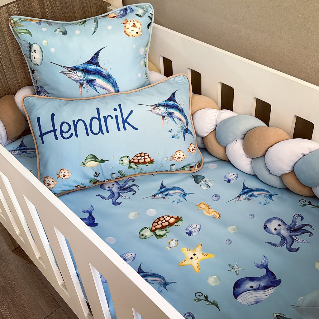 Cot Bedding - Blue Ocean Set 02 baby boy nursery linen set South Africa