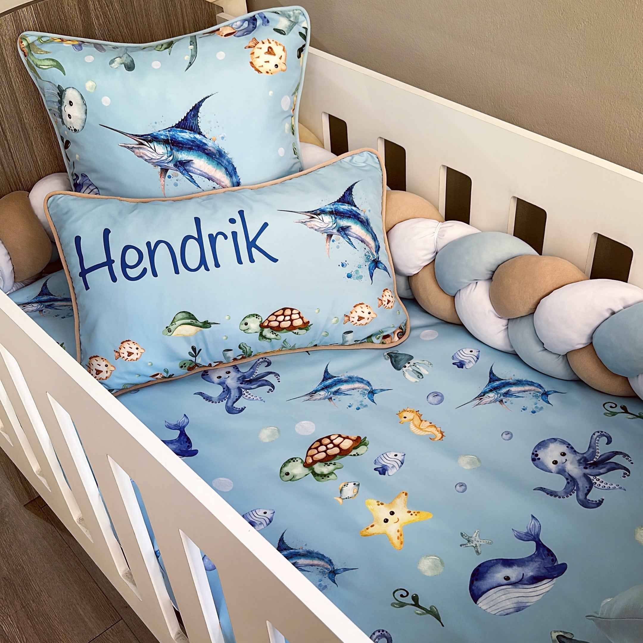 Cot Bedding - Blue Ocean Set 02 baby boy nursery linen set South Africa