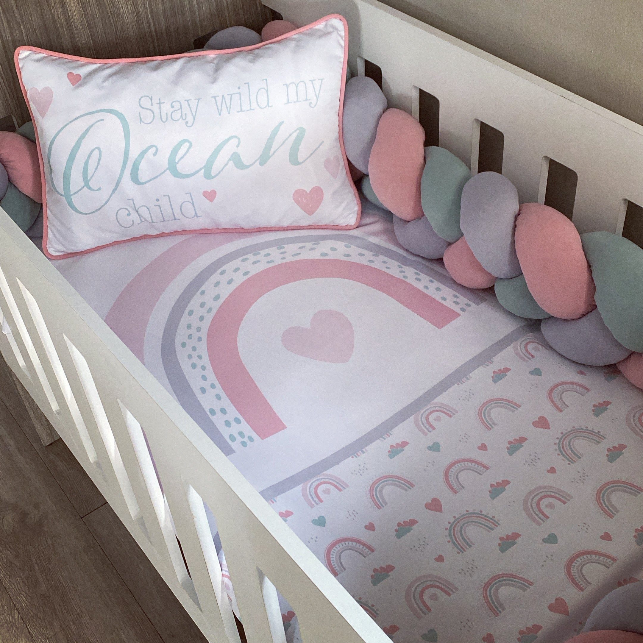 Cot Bedding - Pink Rainbow Set 04