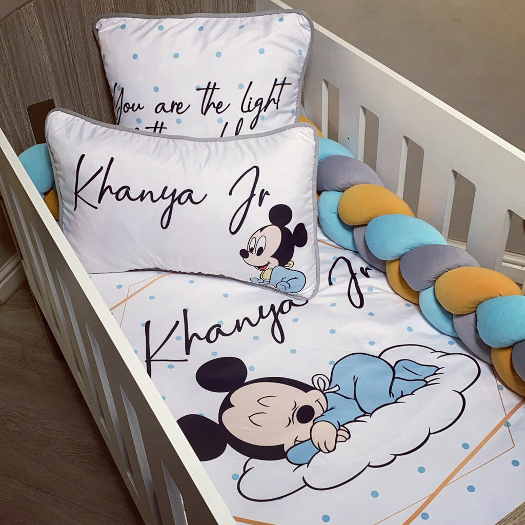 Cot Bedding - Blue Mickey Mouse Set 06 baby boy nursery linen set South Africa