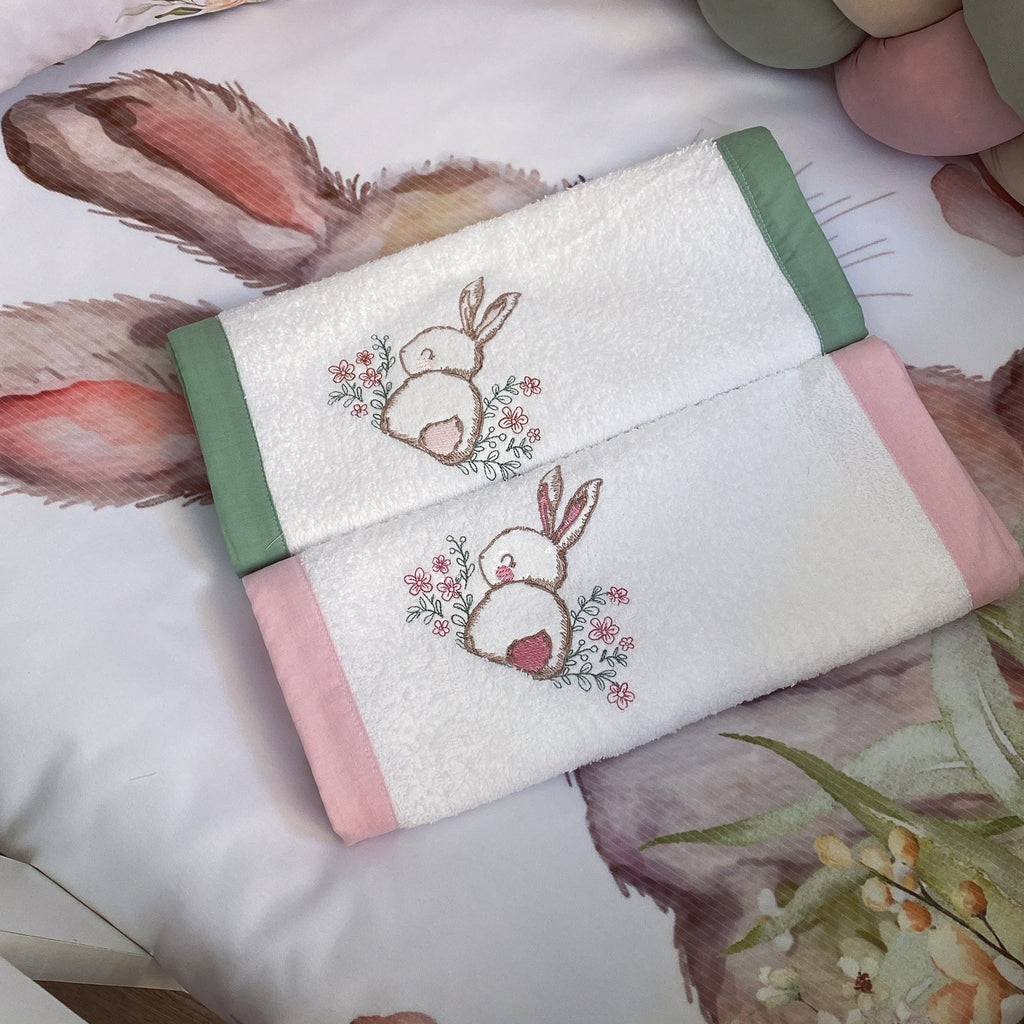 Cot Bedding - Pink Sage Bunny Set 01