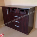 Wooden cabinet with drawers and baskets on a plain backgroundLarge Compactum Split Baskets Burgundy B0063