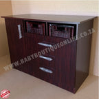Wooden cabinet with drawers and baskets on a plain backgroundLarge Compactum Split Baskets Burgundy B0063