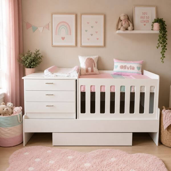 Baby Bedroom in a Box - 5-in-1 Cot - Supawood MDF White - B0208