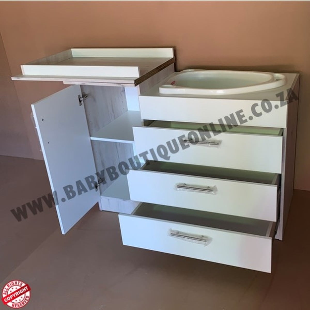 B0291-Bath Compactum 3 Drawer - White & Nordic Ice Baby Boutique Online SA1