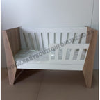 Emma Large Wooden Cot-White_Sahara Wooden crib with white mattress on a plain background