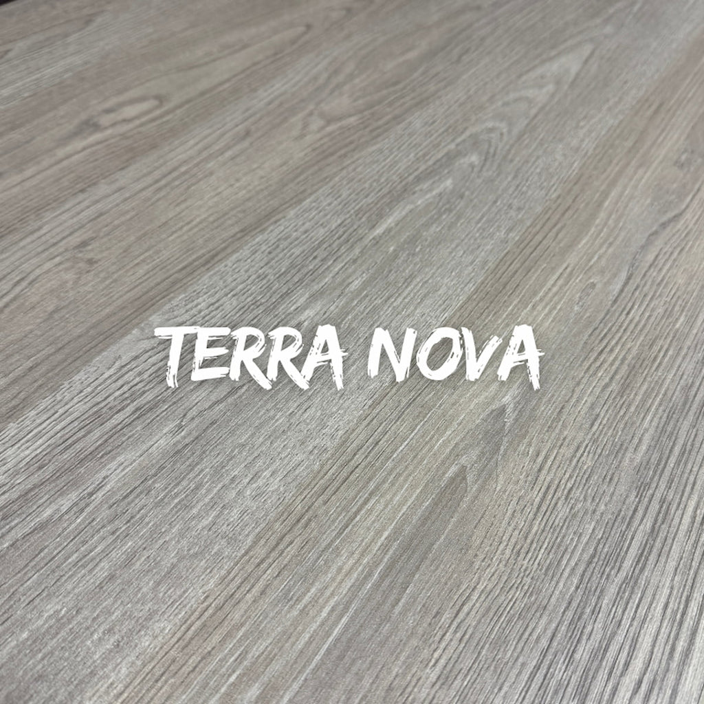 BabyBedroominaBox5-in-1Cot Wooden surface with 'Terra Nova' branding
