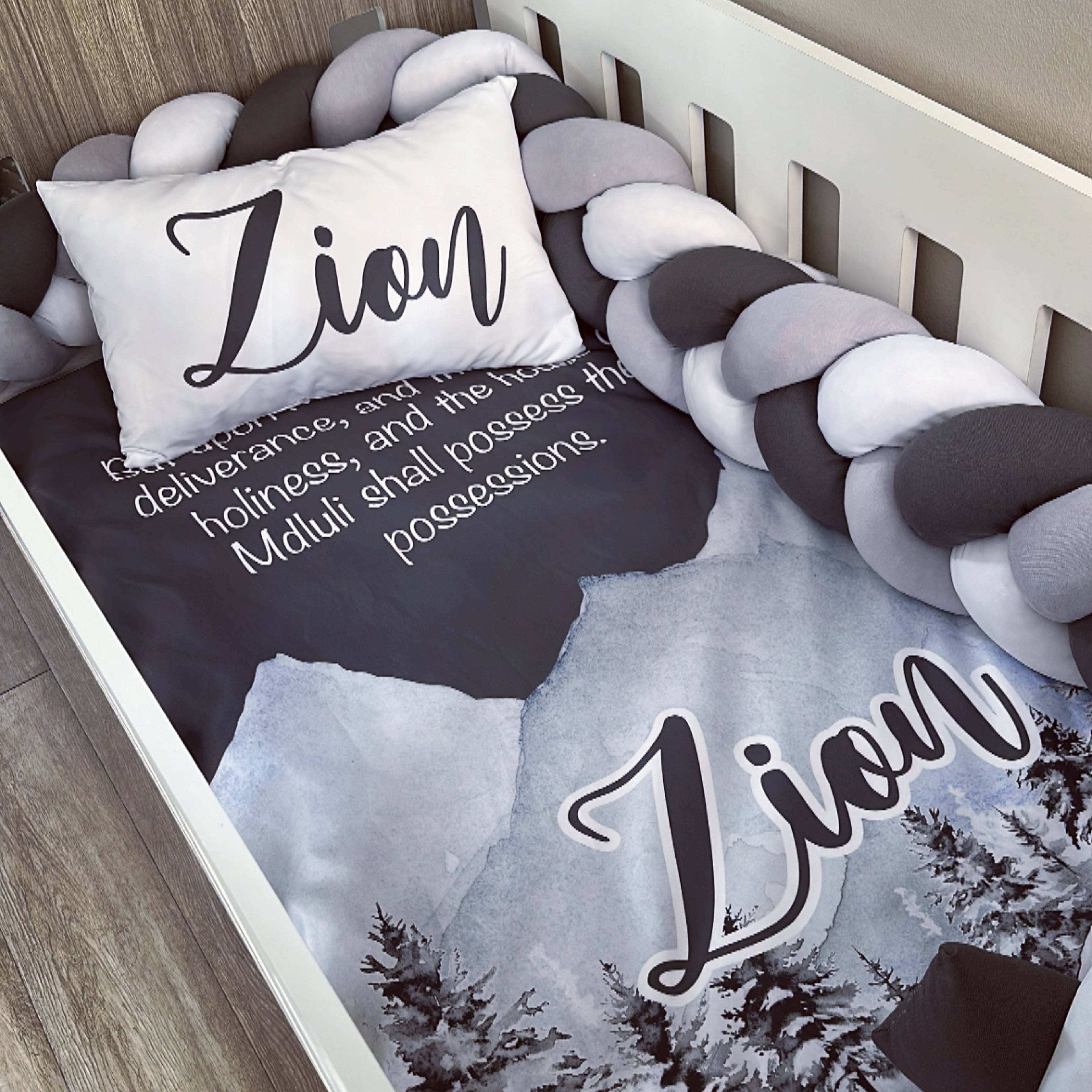 Cot Bedding - Grey Mountain Set 01 baby neutral nursery linen set South Africa