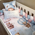 Cot Bedding - Blue Pink Twin Bear Set 01 baby boy nursery linen set South Africa