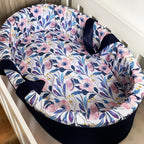 Cot Bedding - Navy Floral Set 02
