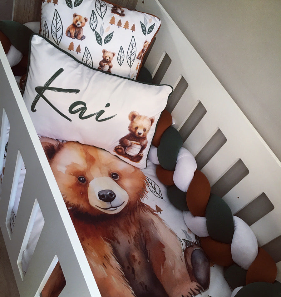 Cot Bedding - Woodlands Bear Set 01 baby neutral nursery linen set South Africa