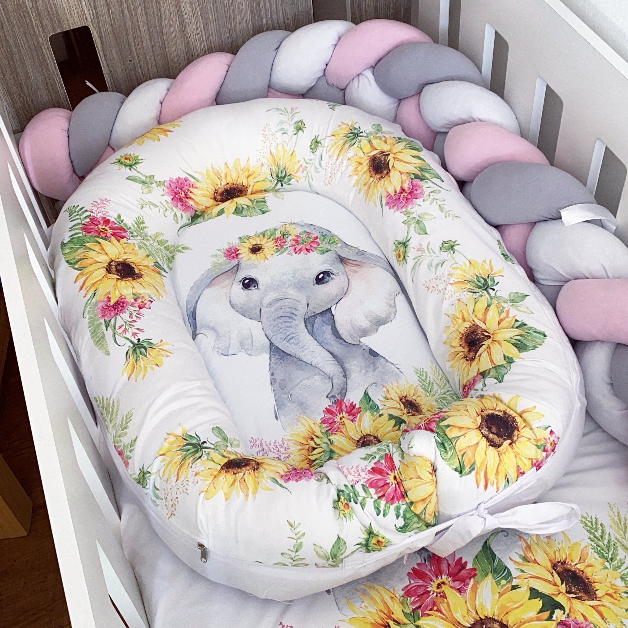 Cot Bedding - Yellow Elephant Set 02