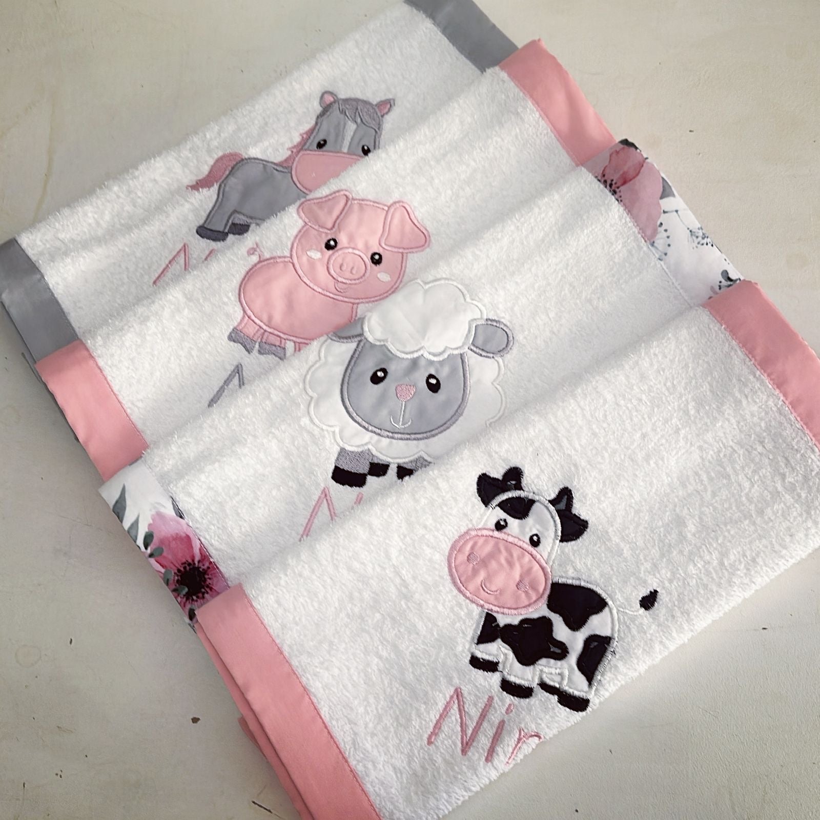 Burpcloths - Pink Farm 03 baby burp cloths South Africa