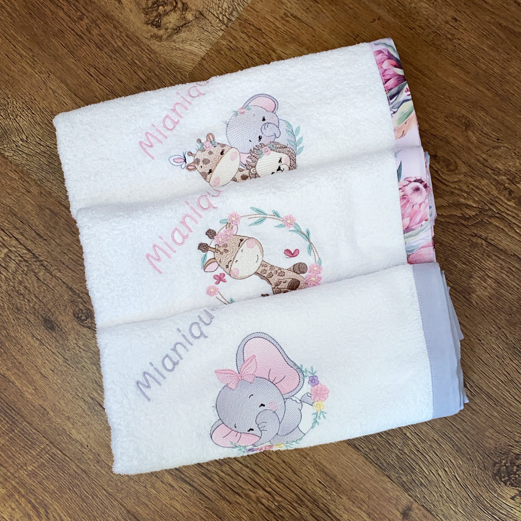 Burpcloths - Pink Safari 01 baby burp cloths South Africa