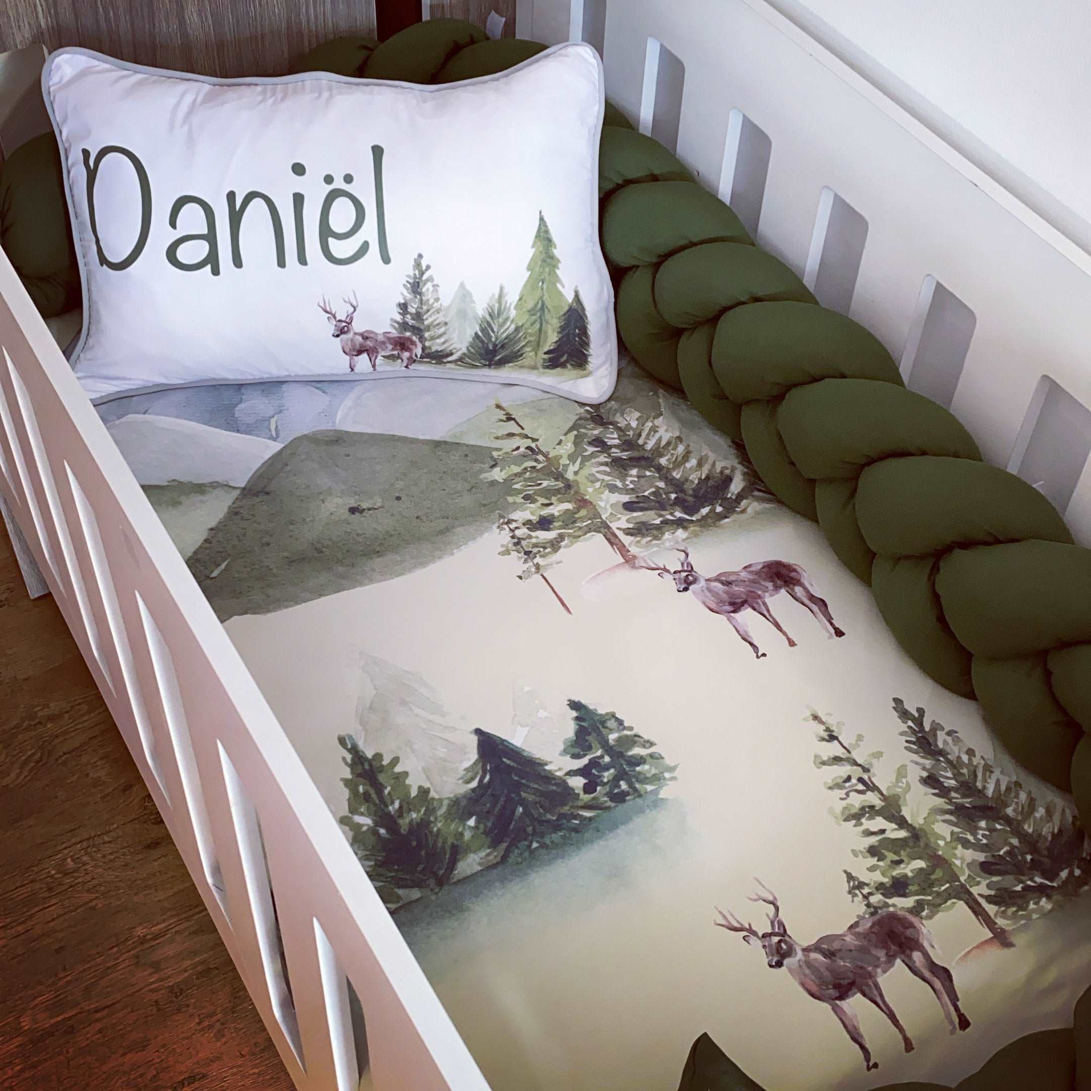 Cot Bedding - Olive Forrest Set 01 baby boy nursery linen set South Africa