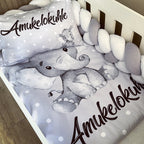 Cot Bedding - Grey Elephant Set 04 baby neutral nursery linen set South Africa