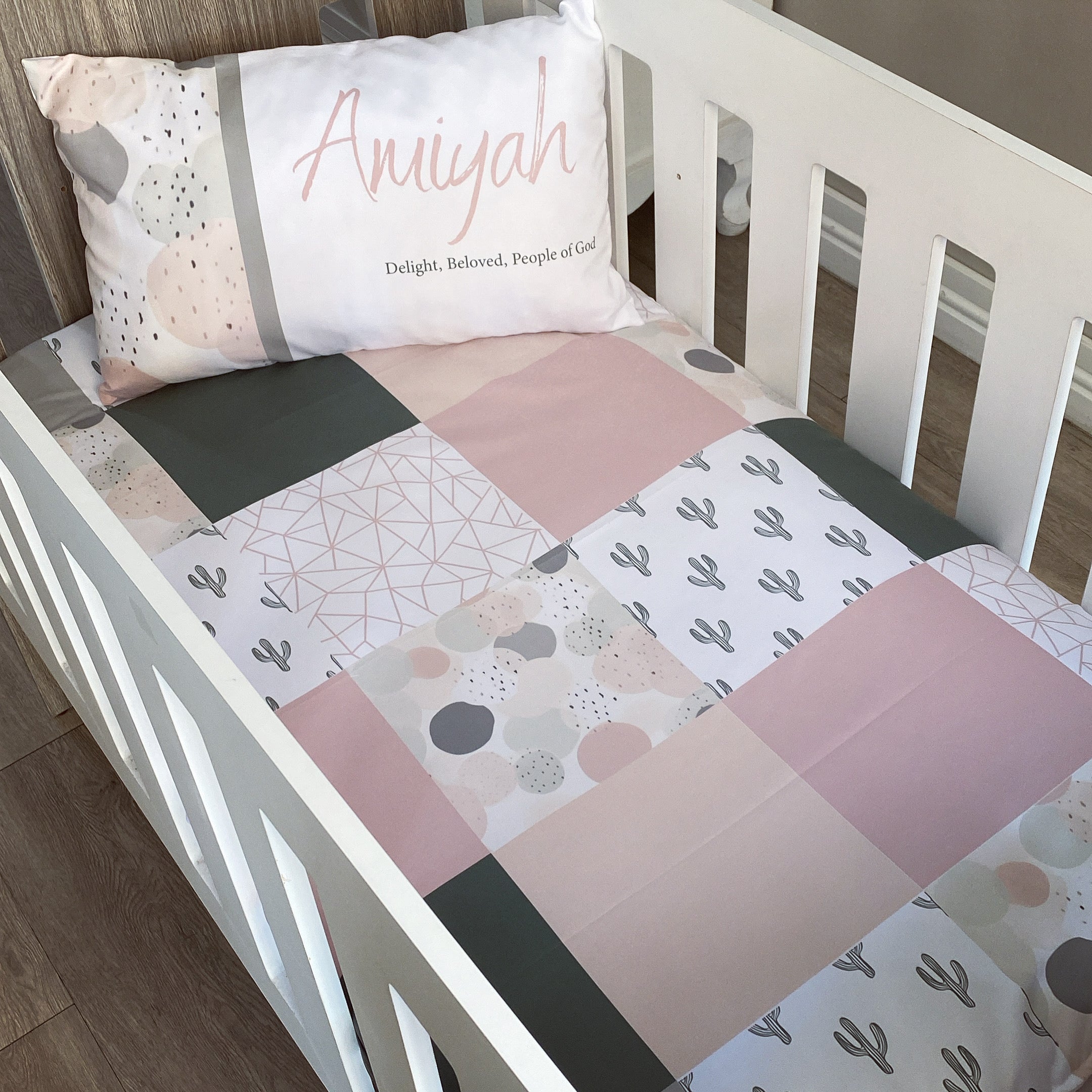 Cot Bedding - Pink Boho Set 02