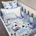 Cot Bedding - Blue Dinosaur Set 03 baby boy nursery linen set South Africa