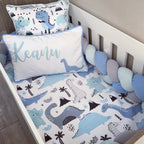 Cot Bedding - Blue Dinosaur Set 03 baby boy nursery linen set South Africa