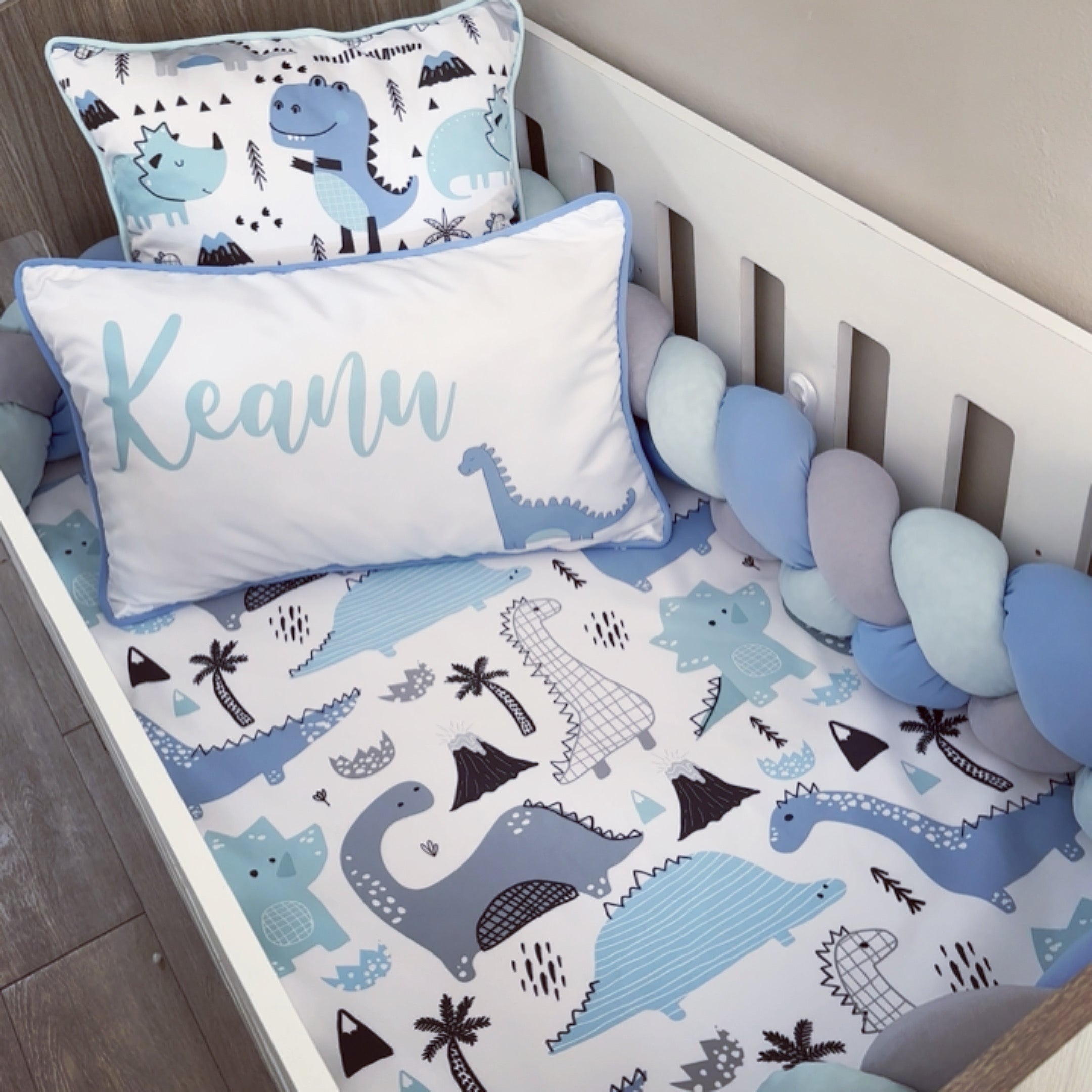 Cot Bedding - Blue Dinosaur Set 03 baby boy nursery linen set South Africa