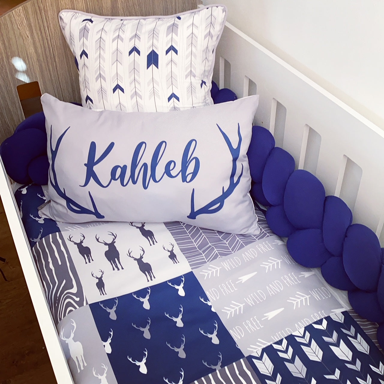 Cot Bedding - Navy Deer Set 01 baby boy nursery linen set South Africa