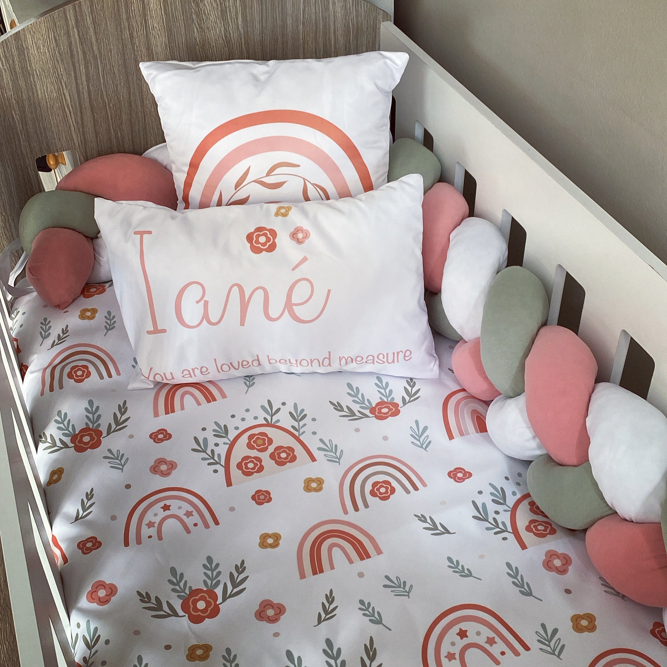 Cot Bedding - Coral Rainbow Set 01