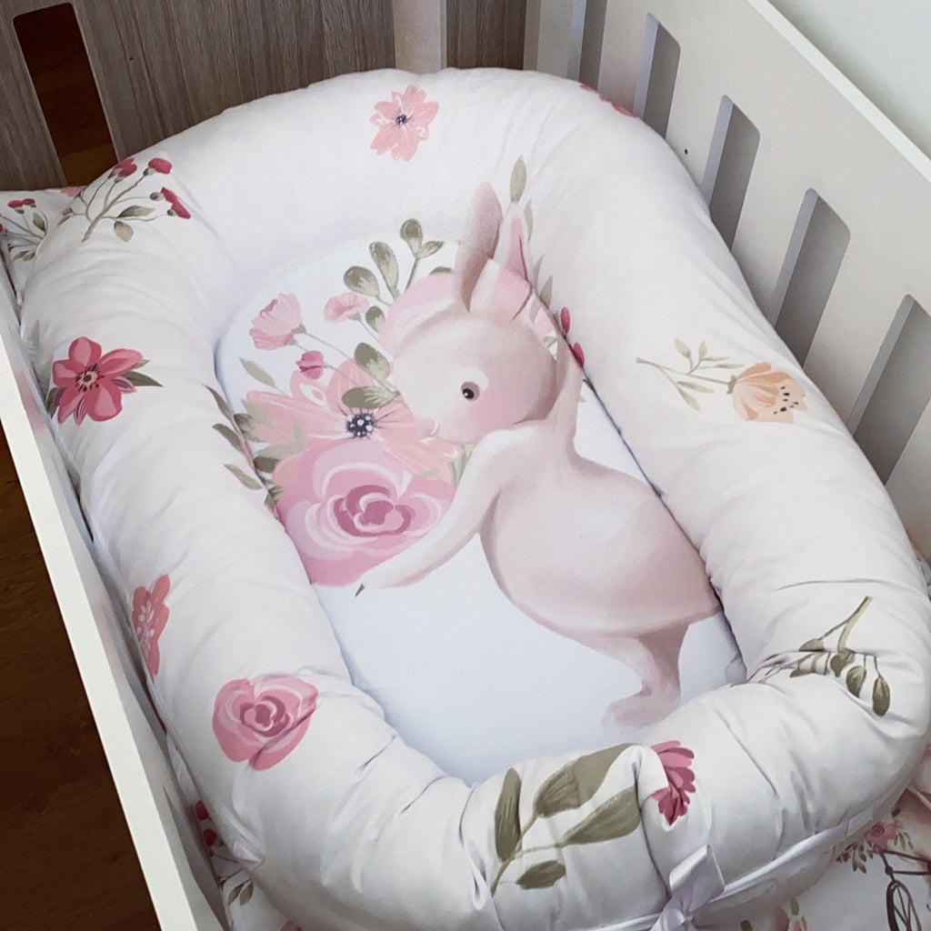 Cot Bedding - Coral Pink Bunny Set 03