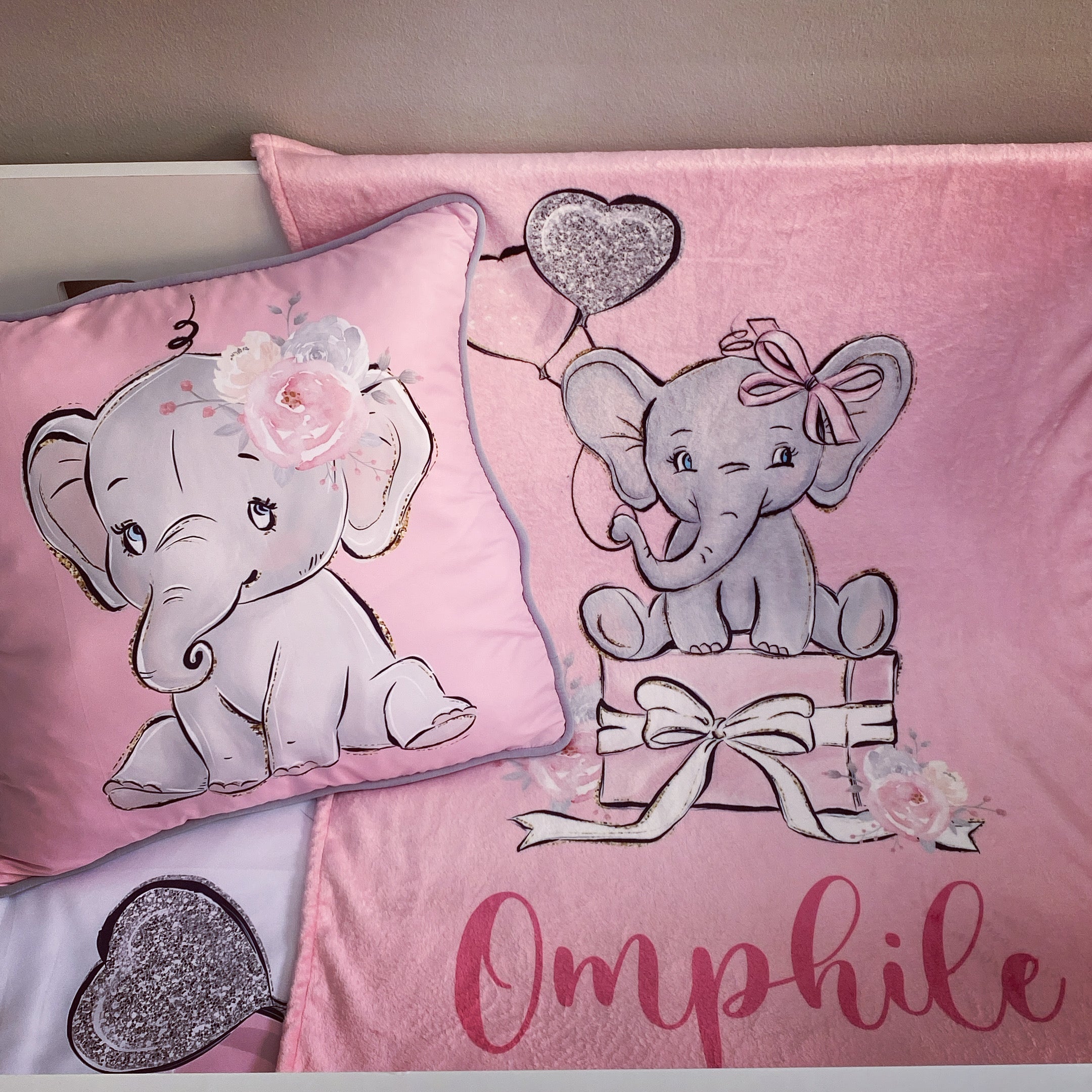 Cot Bedding - Pink Elephant Set 42