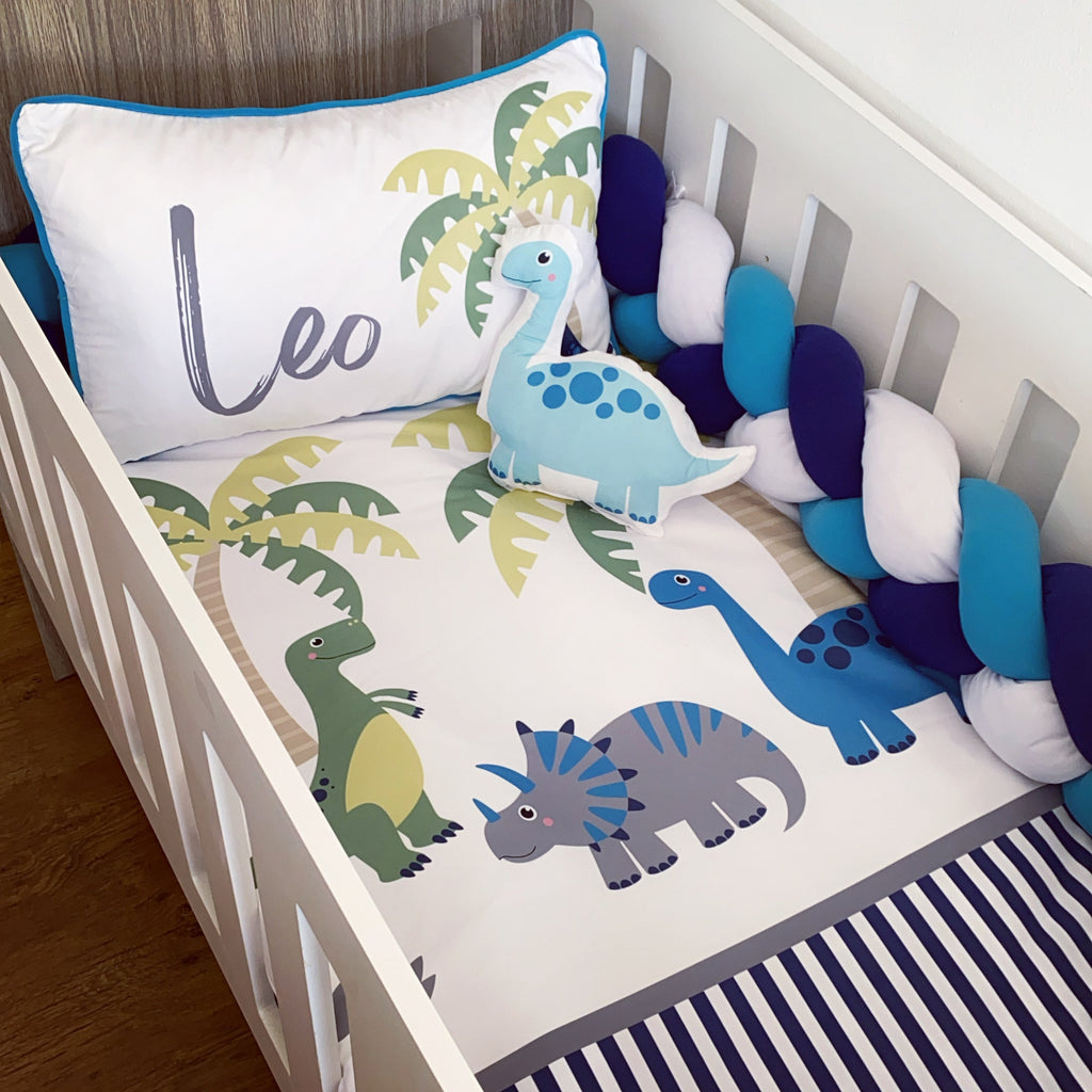 Cot Bedding - Blue Dinosaur Set 08 baby boy nursery linen set South Africa