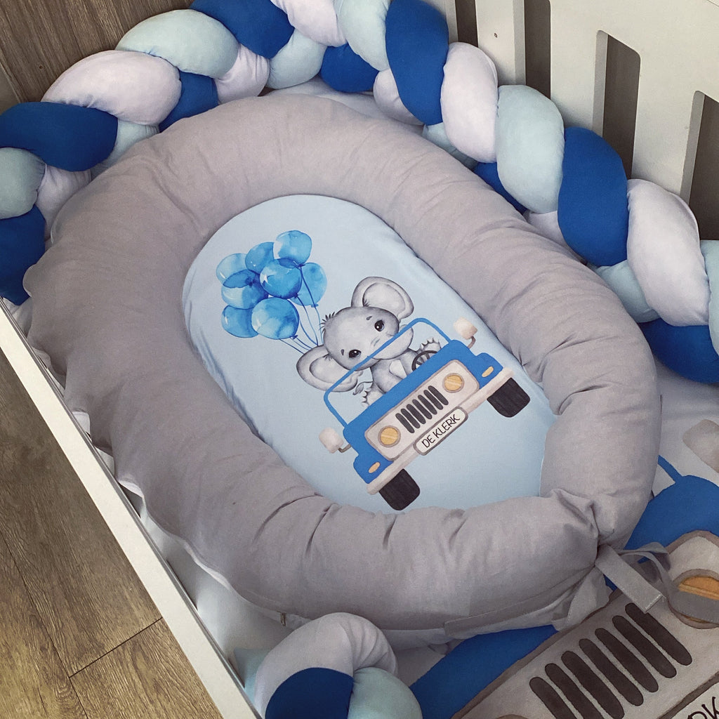Cot Bedding - Blue Elephant Set 16 Nest