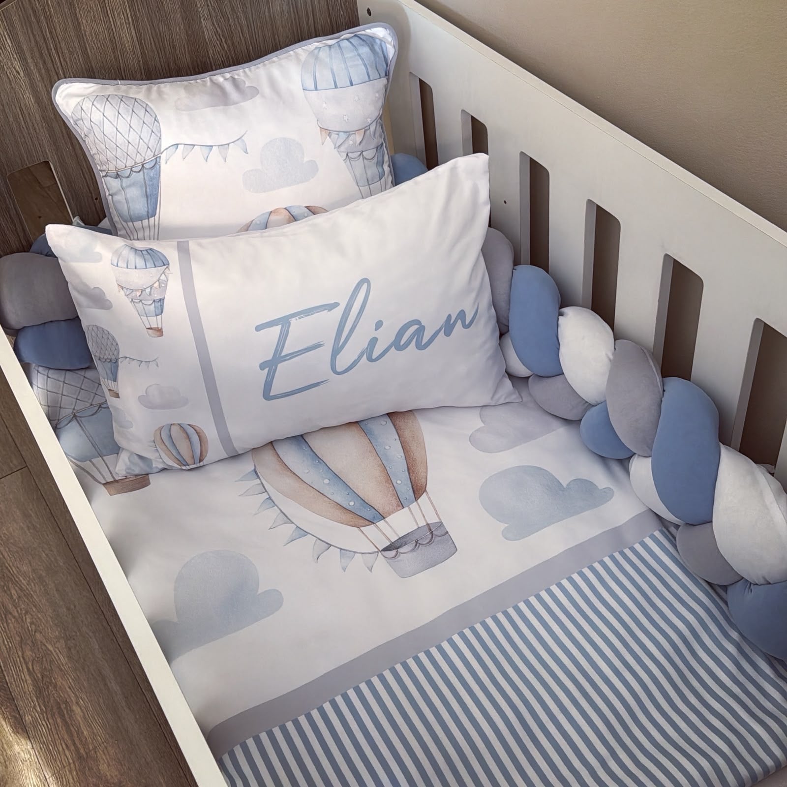 Cot Bedding - Blue Hot Air Balloon Set 03