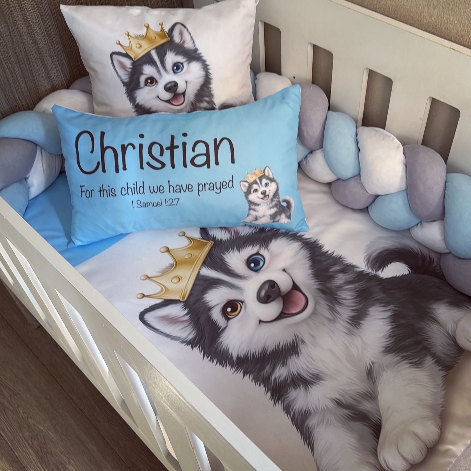 Cot Bedding - Blue Husky Set 01