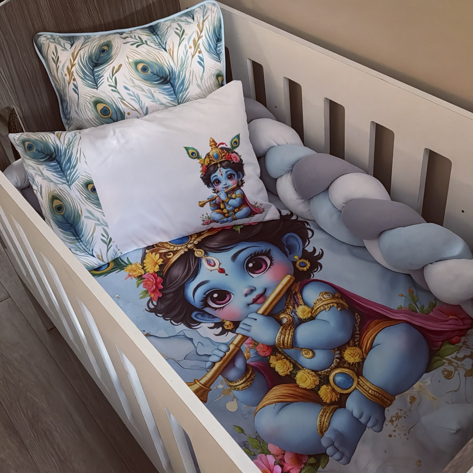Cot Bedding - Blue Krishna Set 01