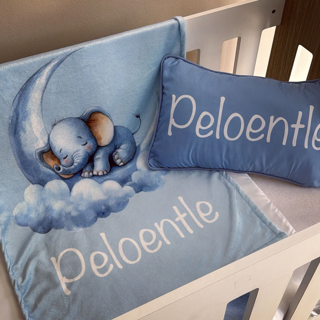 Cot Bedding - Blue Sleeping Elephant Set 02