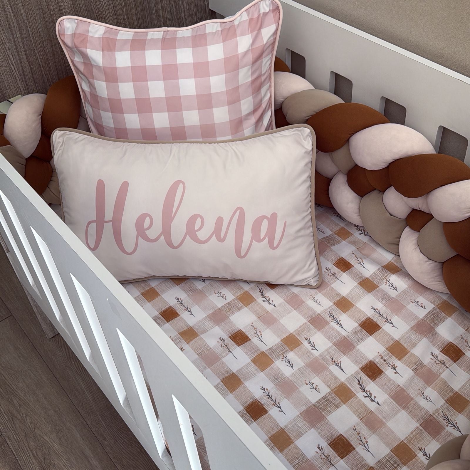 Cot Bedding - Check Flower Set 03